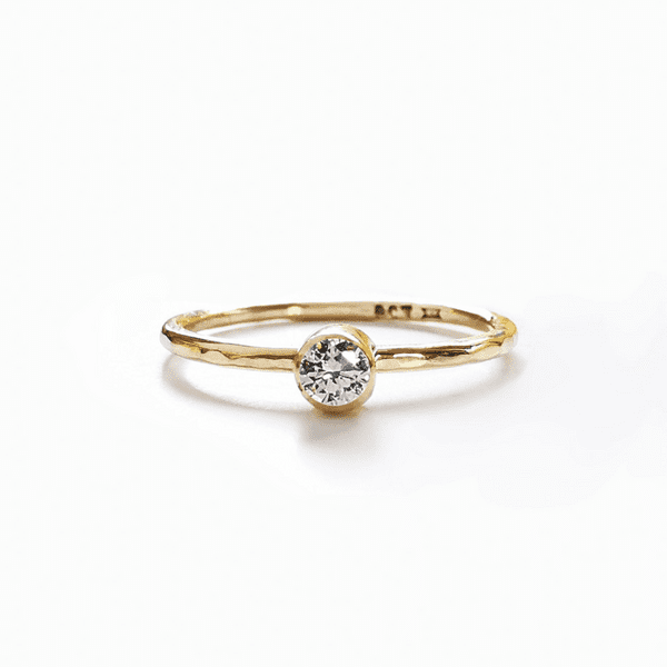 3mm Gemstone & Hidden Ash/Hair 9ct Gold  Dainty Memorial Ring