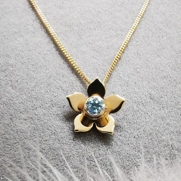 4mm Diamond 9ct Gold Forget Me Not Memorial Pendant Ash/Hair - HIDDEN