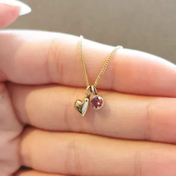 4mm Diamond 9ct Gold Heart Memorial Pendant Ash/Hair-HIDDEN