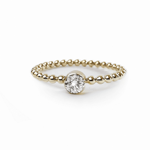 4mm Diamond Ash Hair 9ct Gold Bobble Memorial Ring