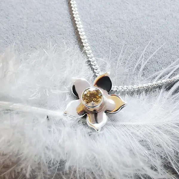 4mm Diamond Ash Hair Forget Me Not Silver Necklace