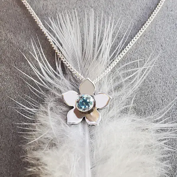 4mm Diamond Ash Hair Forget Me Not Silver Necklace