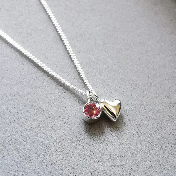 4mm Diamond Ash / Hair Silver Heart Memorial Pendant