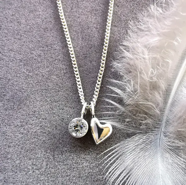 4mm Diamond Ash / Hair Silver Heart Memorial Pendant