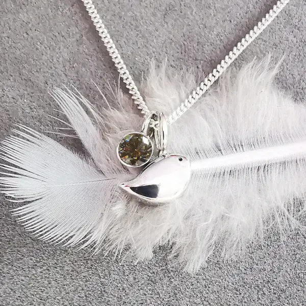 4mm Diamond Ash / Hair  Silver Robin Memorial Pendant