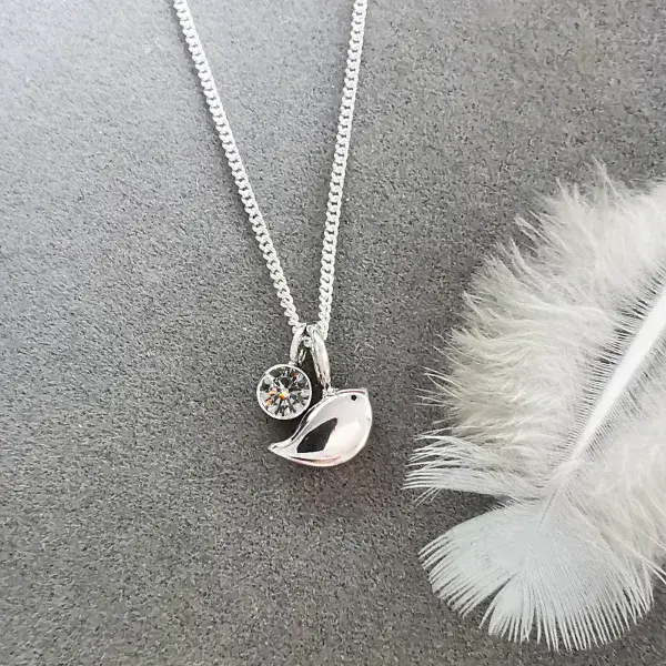 4mm Diamond Ash / Hair  Silver Robin Memorial Pendant