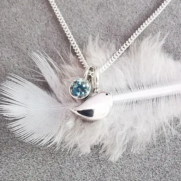 4mm Diamond Ash / Hair  Silver Robin Memorial Pendant