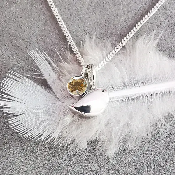 4mm Diamond Ash / Hair  Silver Robin Memorial Pendant