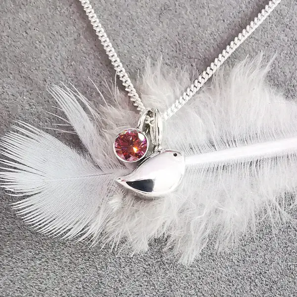 4mm Diamond Ash / Hair  Silver Robin Memorial Pendant