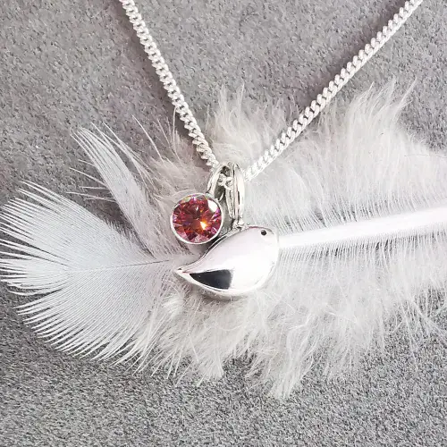 4mm Diamond Ash / Hair Silver Robin Memorial Pendant