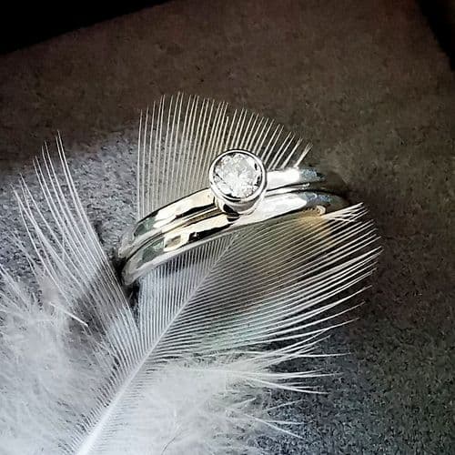 4mm Diamond Ash /Hair Silver Stacking Memorial Ring