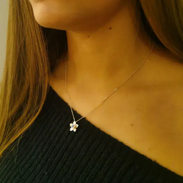 4mm Diamond  Forget Me Not Silver Necklace Ash Hair HIDDEN