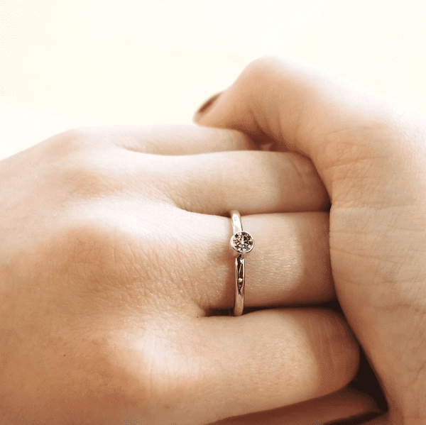 4mm Diamond, Silver Memorial Ring - Ash/Hair Hidden