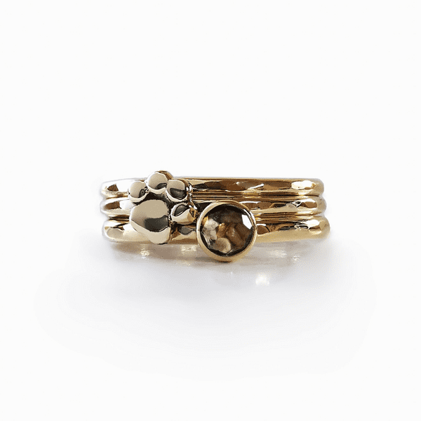 4mm Gemstone 9ct Gold Paw Stacking Memorial Ring