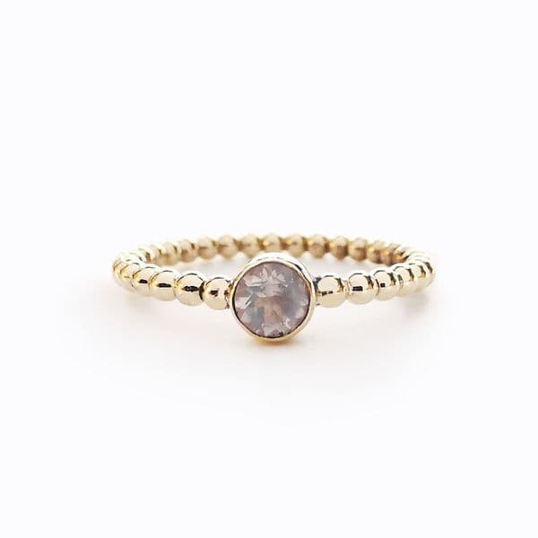 4mm Gemstone And Ash Hair Bobble Memorial 9ct Gold Ring
