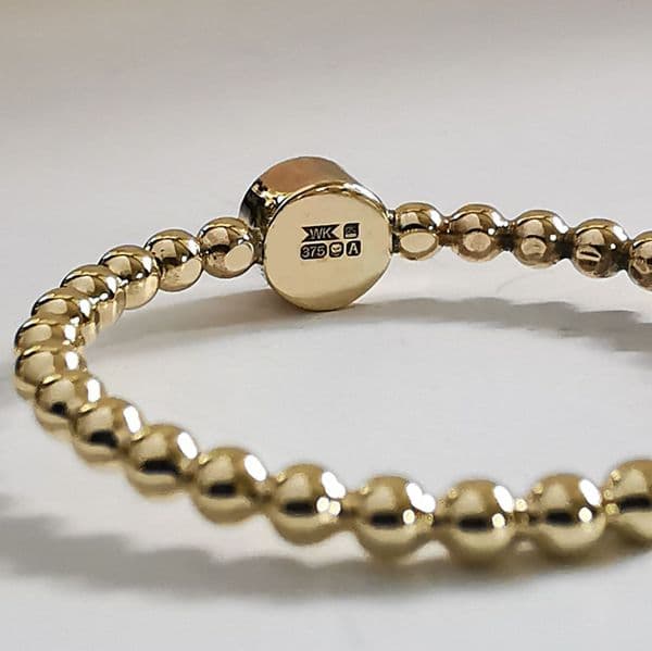 4mm Gemstone And Ash Hair Bobble Memorial 9ct Gold Ring