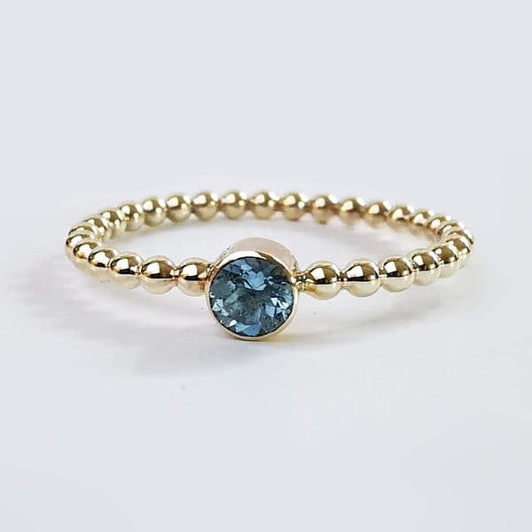 4mm Gemstone And Ash Hair Bobble Memorial 9ct Gold Ring