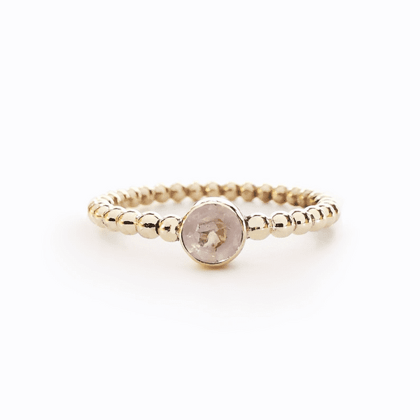4mm Gemstone And Ash Hair Bobble Memorial 9ct Gold Ring
