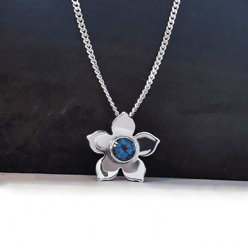 4mm Gemstone And Ash/Hair/Clothes Forget Me Not Memorial Pendant