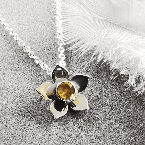 4mm Gemstone And Ash/Hair/Clothes Forget Me Not Memorial Pendant