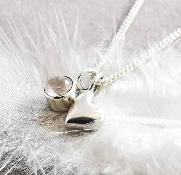4mm Gemstone And Ash/Hair Heart Pendant