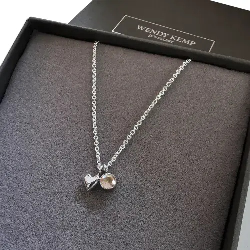 4mm Gemstone And Ash/Hair Heart Pendant
