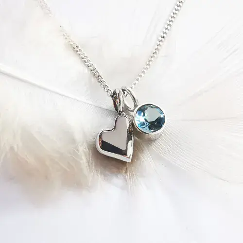 4mm Gemstone And Ash/Hair Heart Pendant