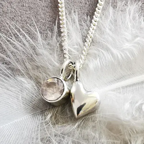 4mm Gemstone And Ash/Hair Heart Pendant
