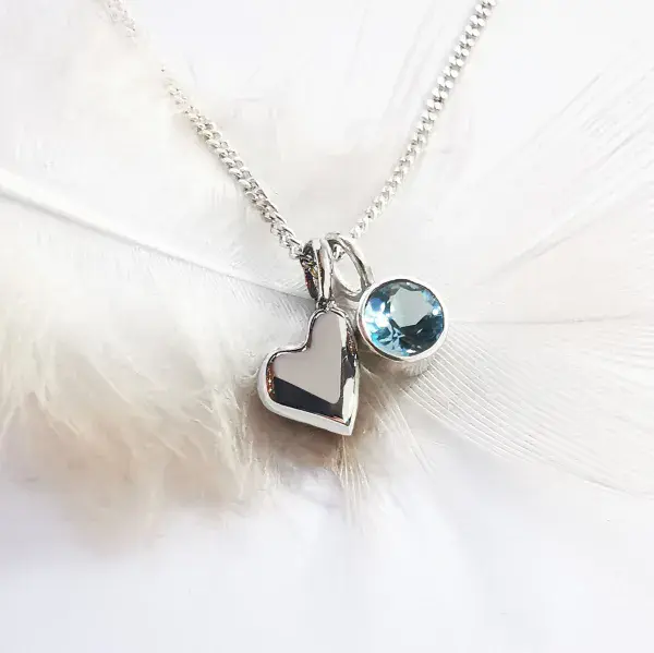 4mm Gemstone And Ash/Hair Heart Pendant