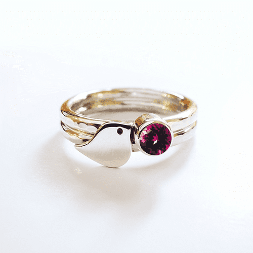 4mm Gemstone And Ash/Hair Little Robin Memorial Ring