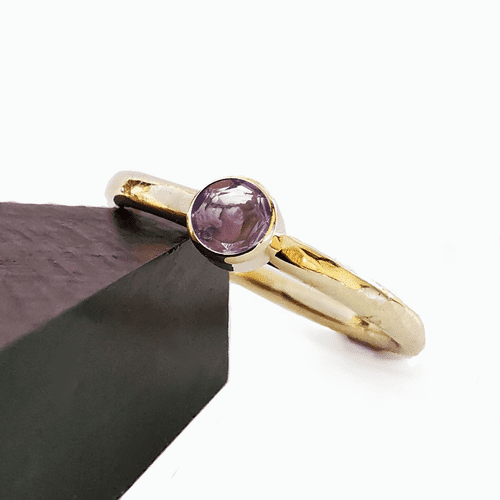 4mm Gemstone And Ash/Hair Memorial 9ct Gold Ring