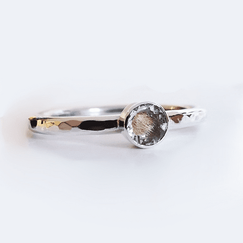 4mm Gemstone And Ash/Hair Memorial Ring