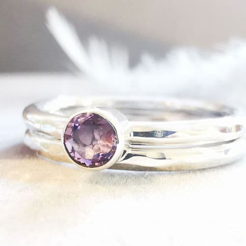 4mm Gemstone And Ash/Hair Memorial Ring  Stacking Ring