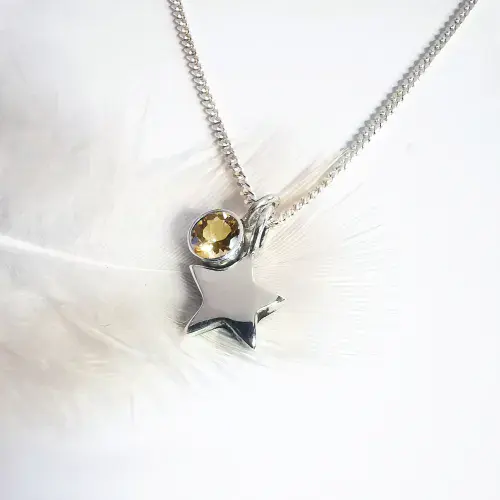 4mm Gemstone And Ash / Hair Silver Star Memorial Pendant