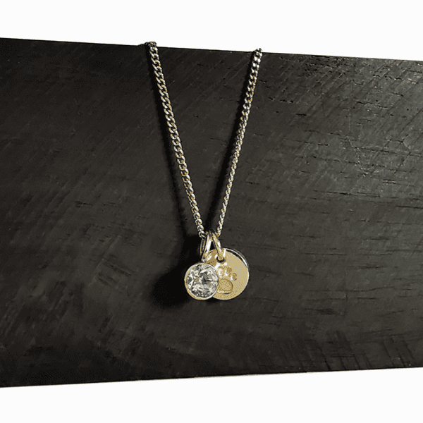 4mm Gemstone and Ash/ Hair Solid 9ct Gold Paw Memorial Pendant