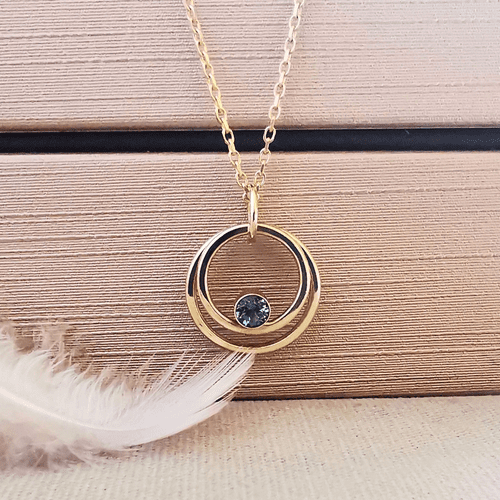 4mm Gemstone Ash 9ct Gold Circle Memorial Pendant