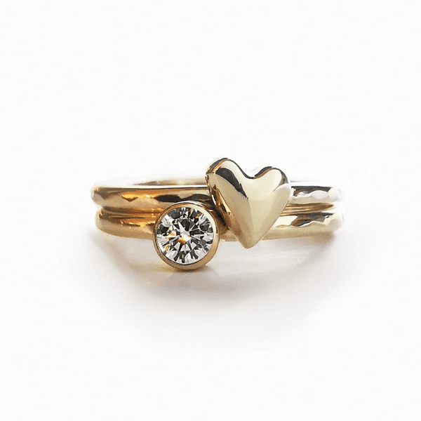 4mm Gemstone Ash/ Hair 9ct Gold Heart Memorial Ring