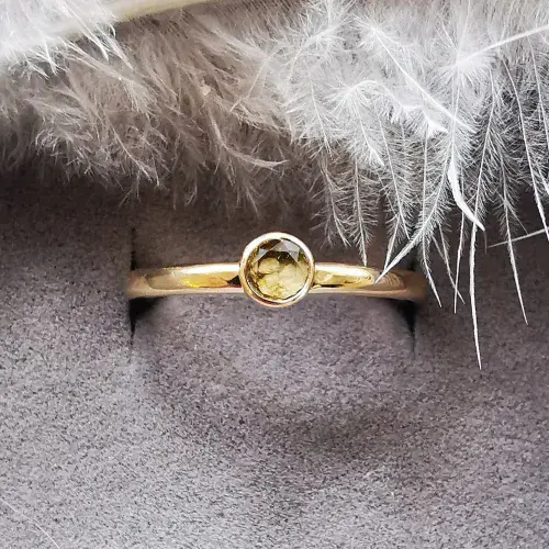 4mm Gemstone Ash / Hair Classic 9ct Gold Memorial Ring