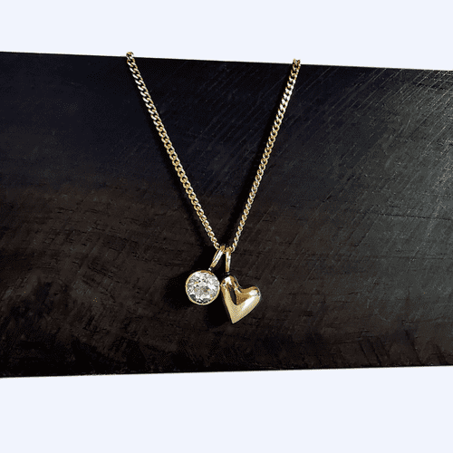 4mm Gemstone Ash/Hair Memorial 9ct Gold Heart Pendant