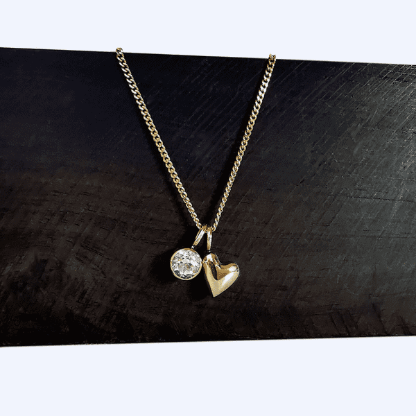 4mm Gemstone Ash/Hair Memorial 9ct Gold Heart Pendant