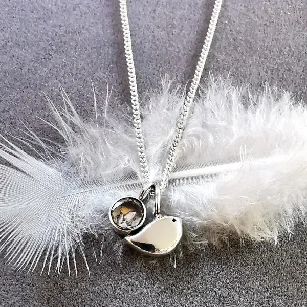 4mm or 5mm Gemstone Ash/Hair/Clothes Robin Memorial Pendant