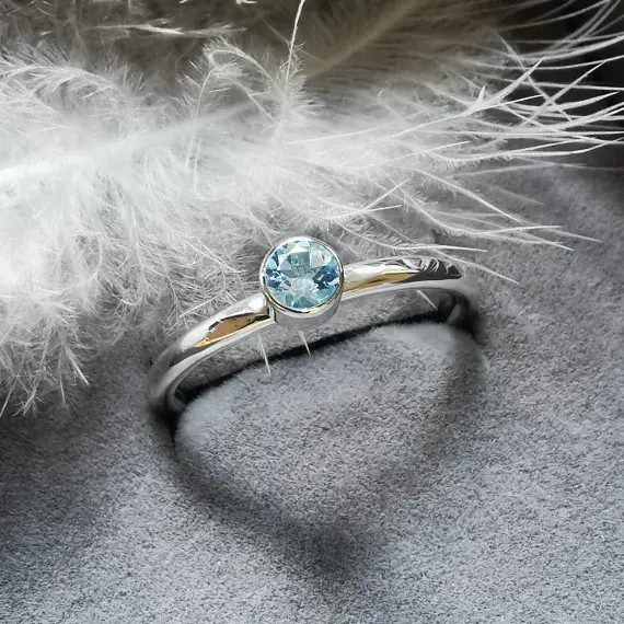 4mm  Semi Precious Gemstone Silver Memorial Ring Ash Hidden