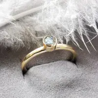 4mm White Diamond 9ct Gold Memorial Ring Ash VISIBLE