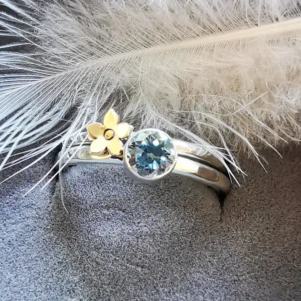 5mm Diamond, 9ct Gold Forget Me Not Silver Memorial Ring - Ash/Hair Hidden