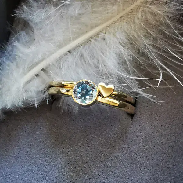 5mm Diamond,  9ct Gold Heart Memorial Ring- Ash/Hair Hidden