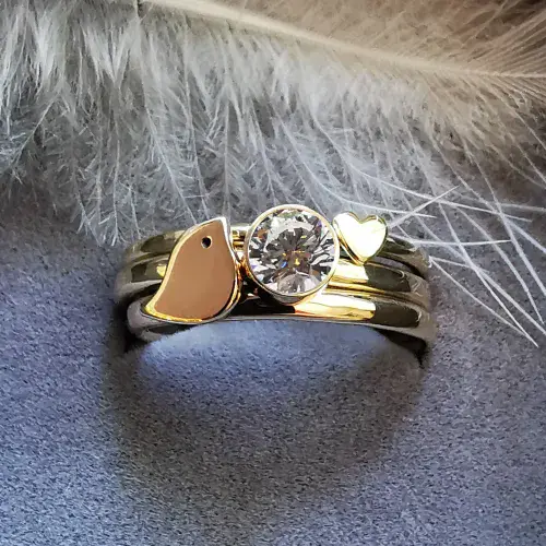5mm Diamond, 9ct Gold Heart Robin Memorial Ring - Ash/Hair Hidden