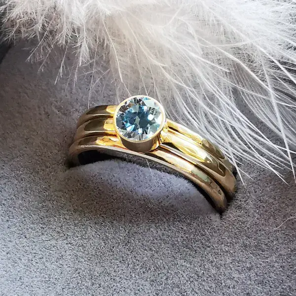 5mm Diamond,  9ct Gold Memorial Stacking Ring - Ash Hair Hidden
