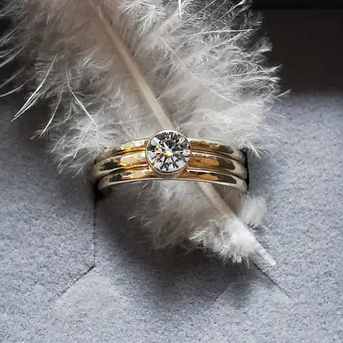 5mm Diamond, 9ct Gold Memorial Stacking Ring - Ash Hair Hidden