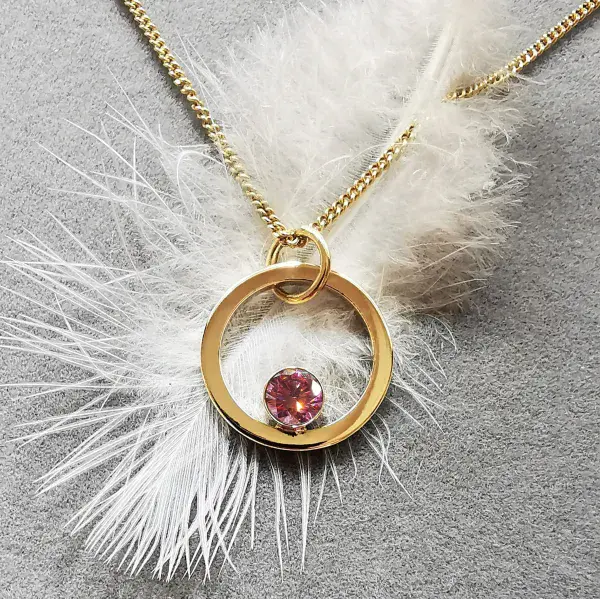 5mm Diamond Ash/Hair 9ct Gold Simple Circle Memorial Pendant