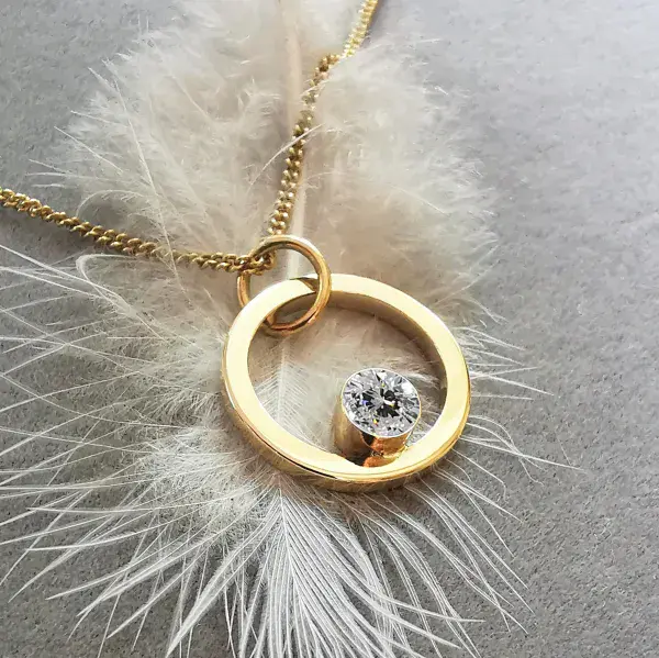 5mm Diamond Ash/Hair 9ct Gold Simple Circle Memorial Pendant